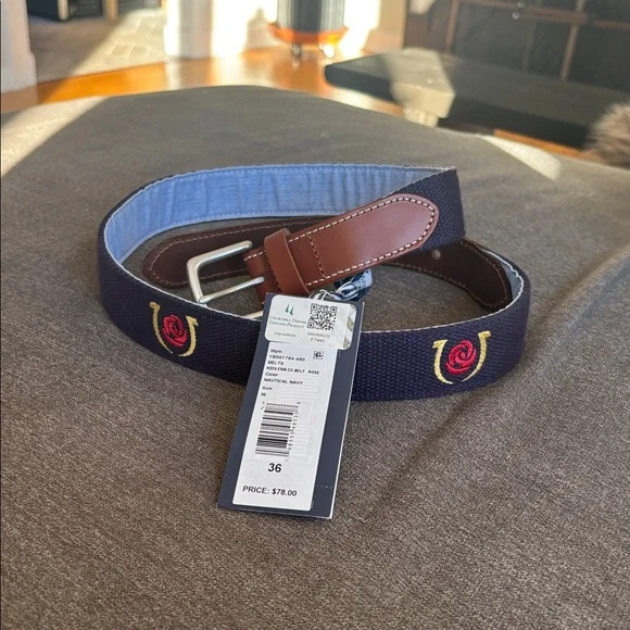 Vineyard vines Kentucky derby navy rose belt men’s 36 - Picture 1 of 7